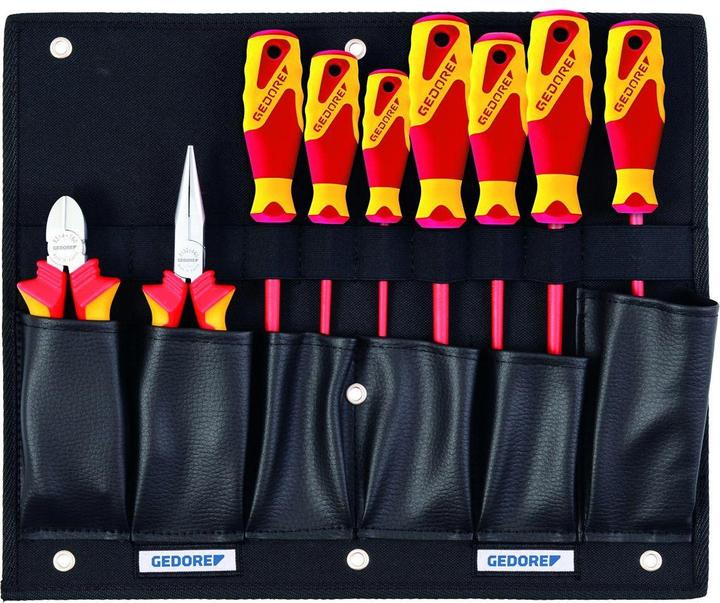 Produktbild Gedore 1100 W-002 VDE Werkzeugkarte mit VDE-Zangen/Schraubendreher-Sortiment (9 Teile)