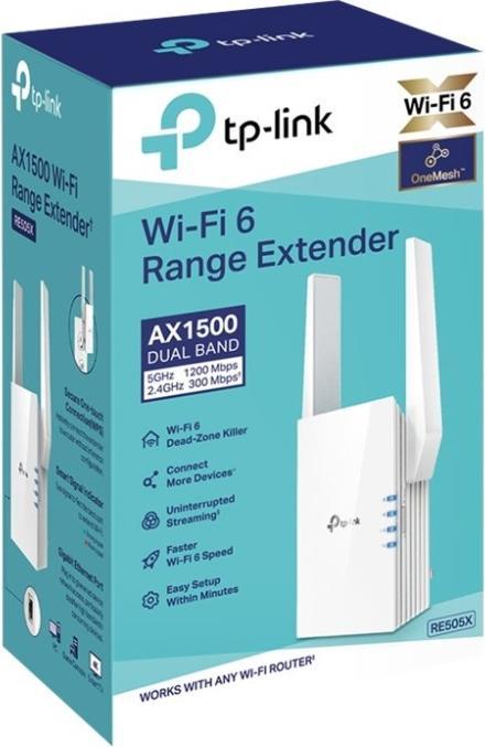 Image du produit TP-Link RE505X Wi-Fi 6 Répéteur WLAN AX1500 (1200 Mbit/s, 300 Mbit/s)