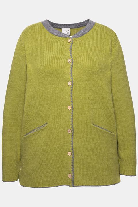 Actual product image Ulla Popken Traditional Button Front Long Sleeve Cardigan (60)
