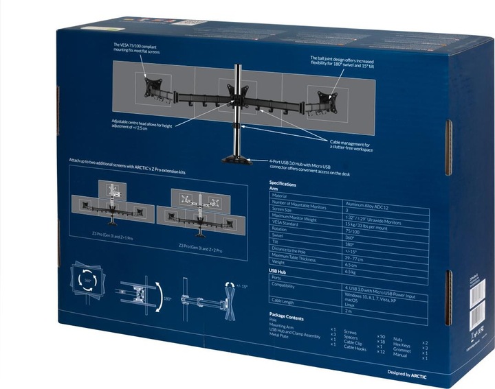 Actual product image Arctic Z3 Pro with USB 3.0 hub (Table, 29")