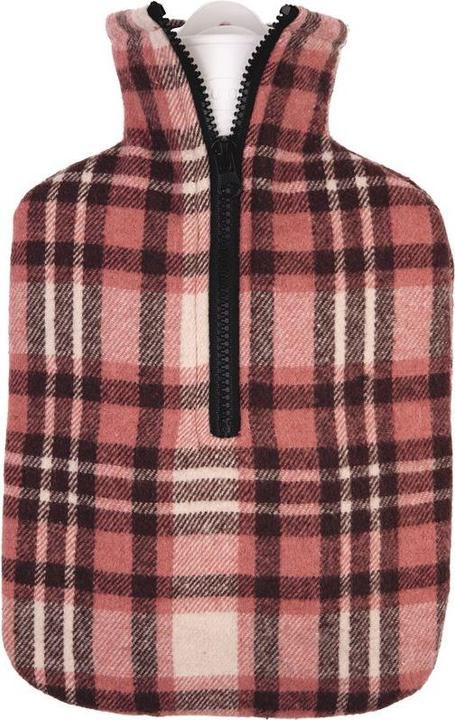 Actual product image Frosch Waermfl PVC 1.8l flannel check ros (1.80 l, Bed flask with cover)