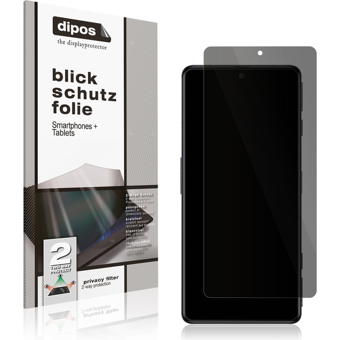 Dipos Blickschutzfolie 2-Way Anti-Shock (2 Stück, Xiaomi Poco F4 GT), Smartphone Schutzfolie, Transparent