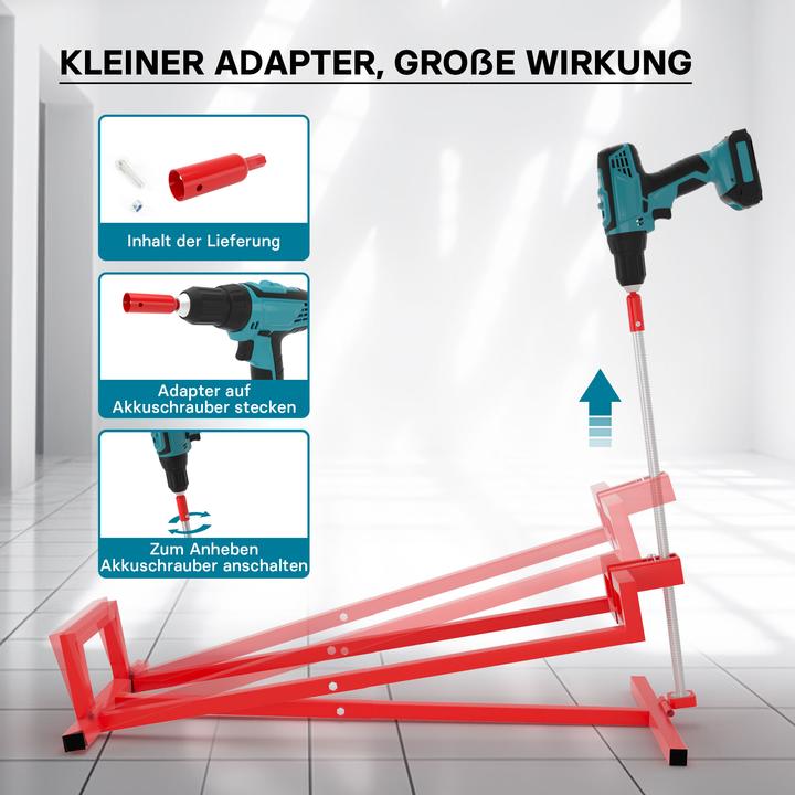 Produktbild Wiltec Adapter Rasentraktorheber Akkuschrauber Bit Hebevorrichtung Aufsitzmäher (Rasentraktor, Gartenmaschinen Aufsatz)