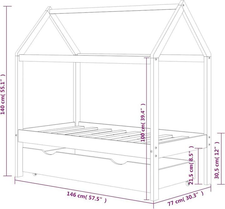 Produktbild vidaXL Kinder Bettrahmen (70 x 140 cm)