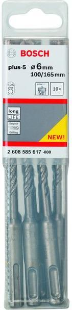 Produktbild Bosch Professional Zubehör Hammerbohrer SDS plus-5, 6 x 100 x 165 mm, 10er-Pack (6 mm)