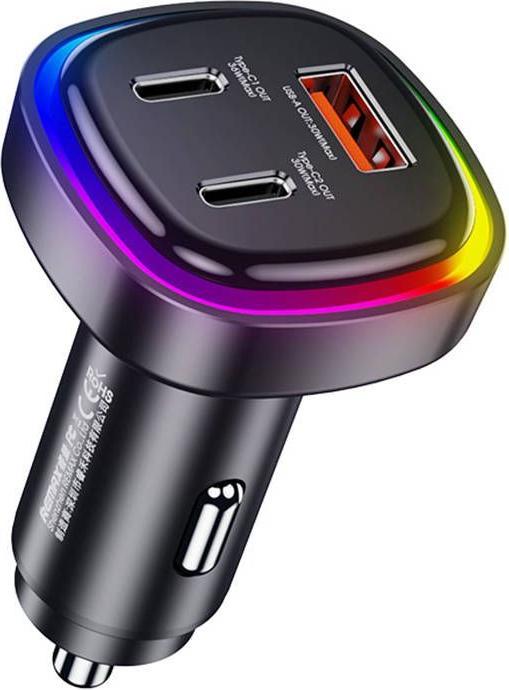 Produktbild Remax Car charger USB, 2x USB-C RCC330, 66W (black)