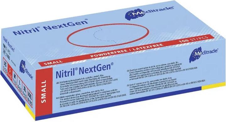 Actual product image Meditrade Nitrile disposable gloves NextGen®, blue, PU 10 dispenser boxes à 100 pcs, size S (S)