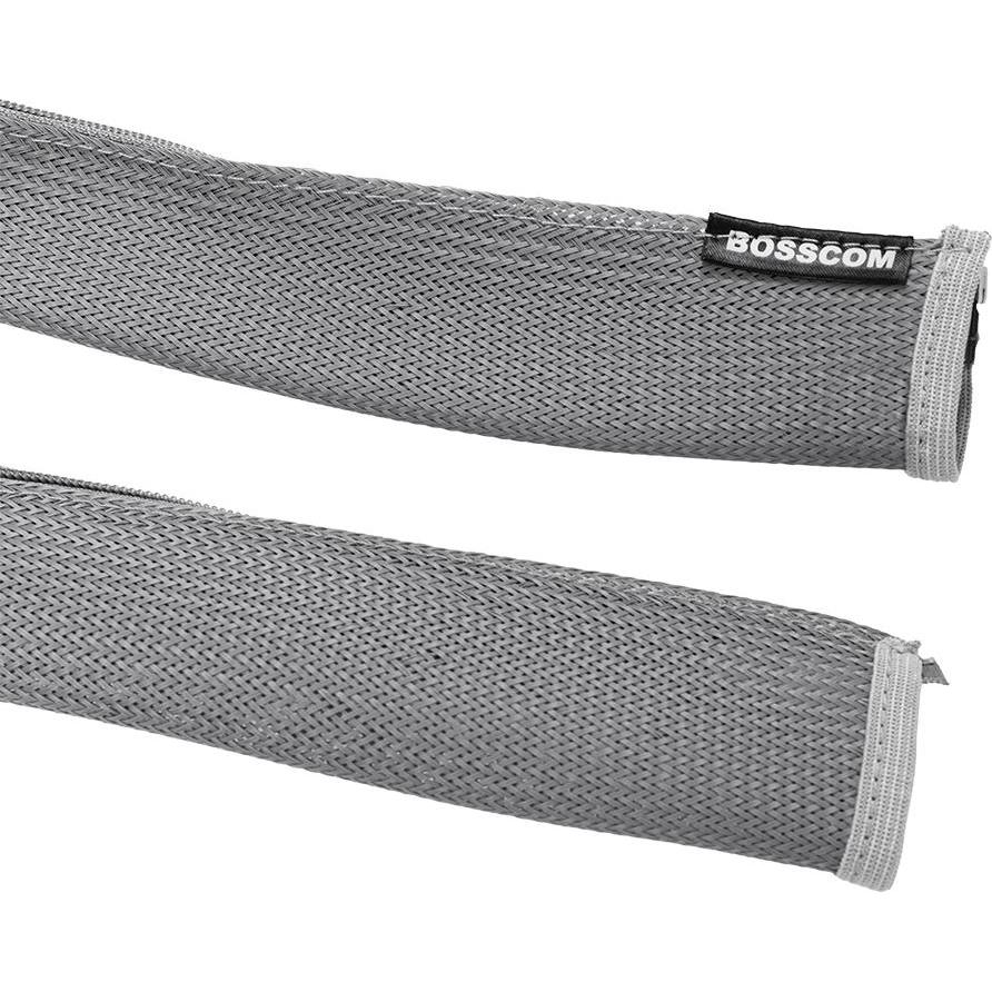 Bosscom, Canale passacavi, Cable Sock With Zip - 30mm - 2m - Grey (Tubo cavi, 200 cm)