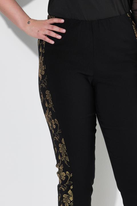 Image du produit Miamoda Pantalon en bengaline, jambe étroite, imprimé doré (54)