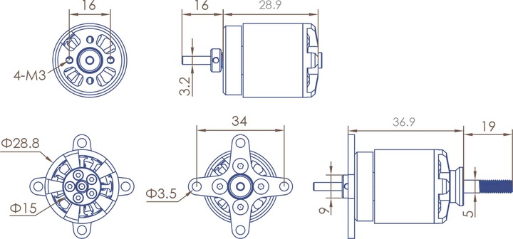 Actual product image Planet-Hobby Joker 2830-7 V3 1500 KV Brushless Motor