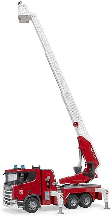 Actual product image Bruder Scania Super 560R fire brigade with turntable ladder, water pump, L+S module