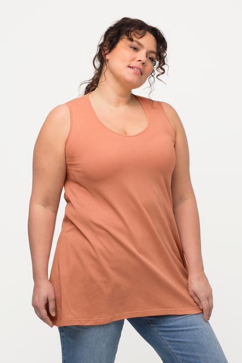 Produktbild Ulla Popken Longtop, Naturfärbung, A-Linie, V-Ausschnitt, ärmellos (50, 52)