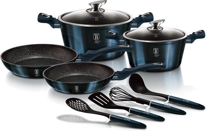 Immagine prodotto BerlingerHaus Set di pentole da 10 pezzi "Aquamarine Edition (Set di pentole e padelle da cucina, Alluminio pressofuso, 24 x 12 cm)