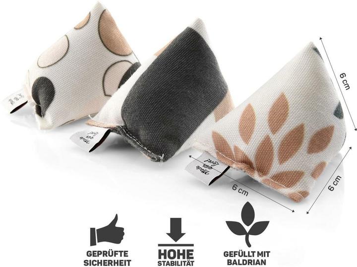 Actual product image CanadianCat Valerian Toy Mini Pyramids, Set of 3, Beige (Cat ball toy)