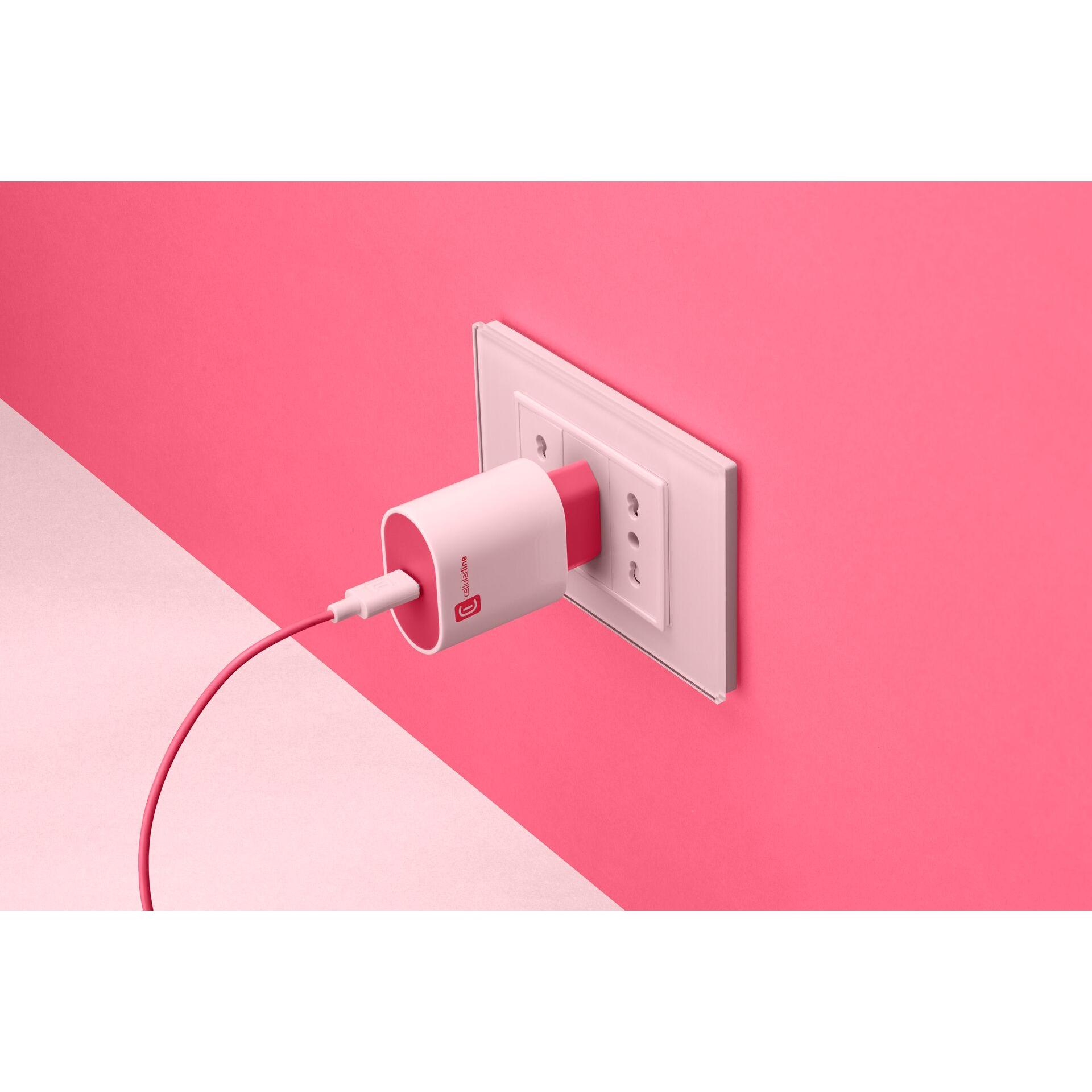 Thumbnail - Cellularline USB-C Charger #Stylecolor - Universal (20 W), USB Ladegerät, Pink