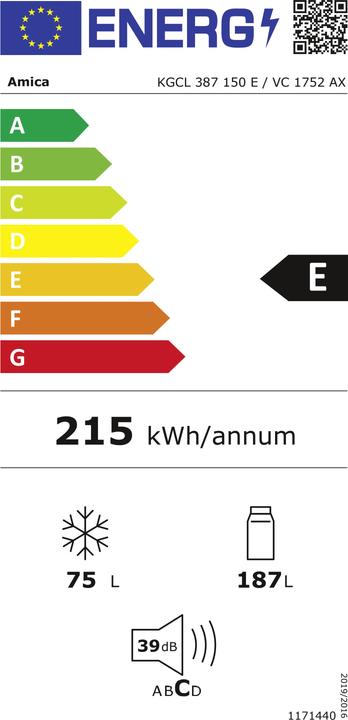 Energie-Label Amica KGCL 387 150 E (262 l)