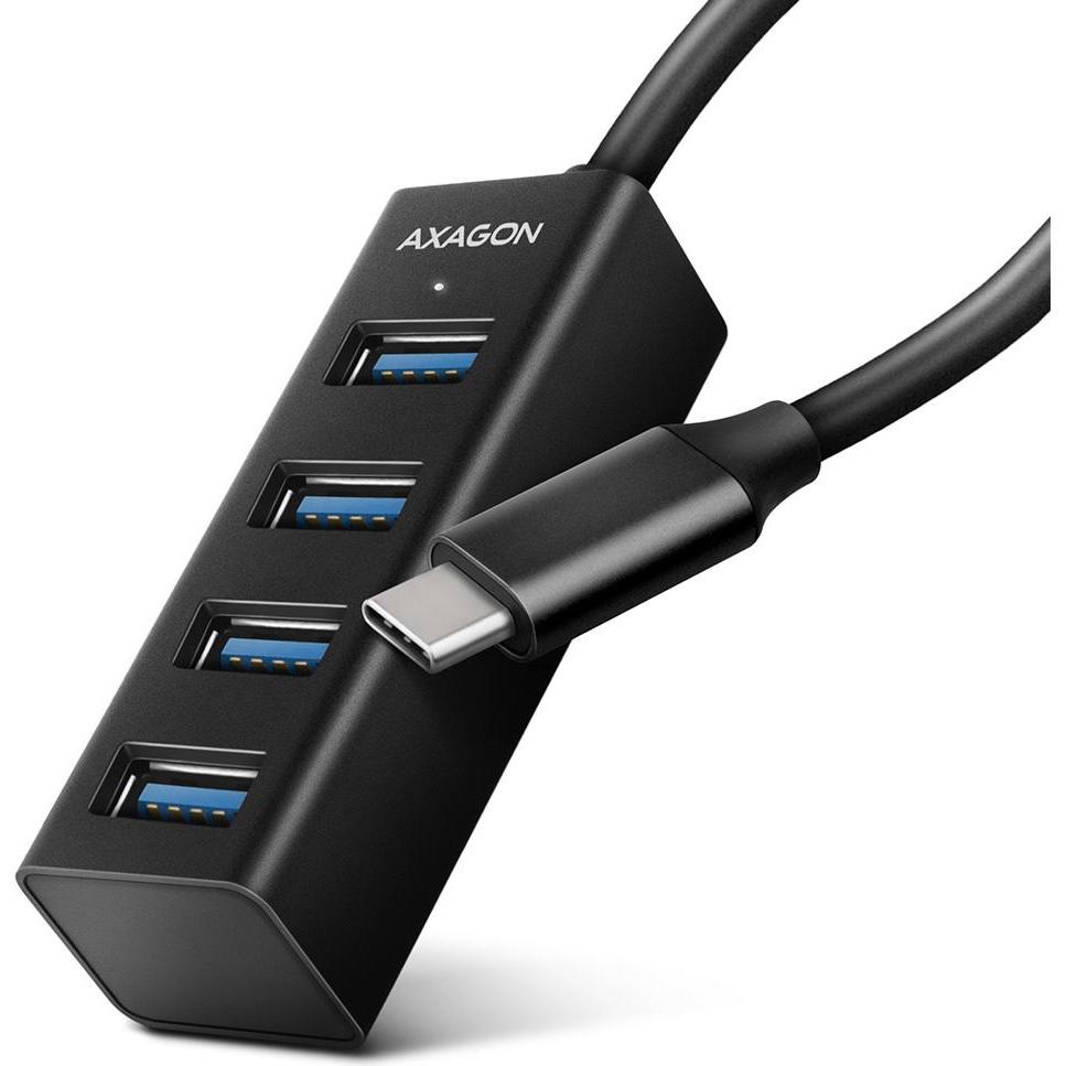 Axagon HUE-M1C Superspeed USB-C Mini Hub, 4X Usb 3.0 (USB-C, 4 Porte), Docking Station + Hub Usb, Nero