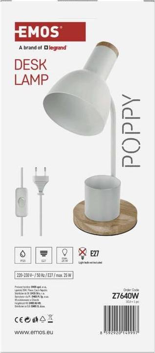 Immagine prodotto Emos Schreibtischlampe POPPY, weiss (E27)