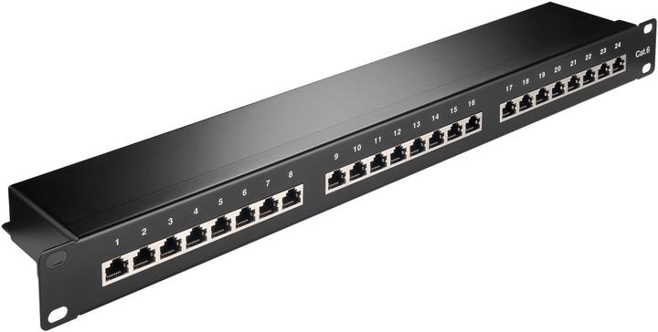 Goobay CAT 6 48,30cm (19") Patch Panel, 24 Port, Schwarz (STP, CAT6, 0.40 m)