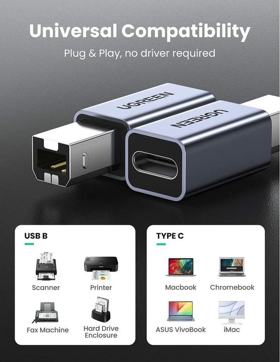 Produktbild Ugreen USB C auf USB B Adapter (USB-C, USB-B)