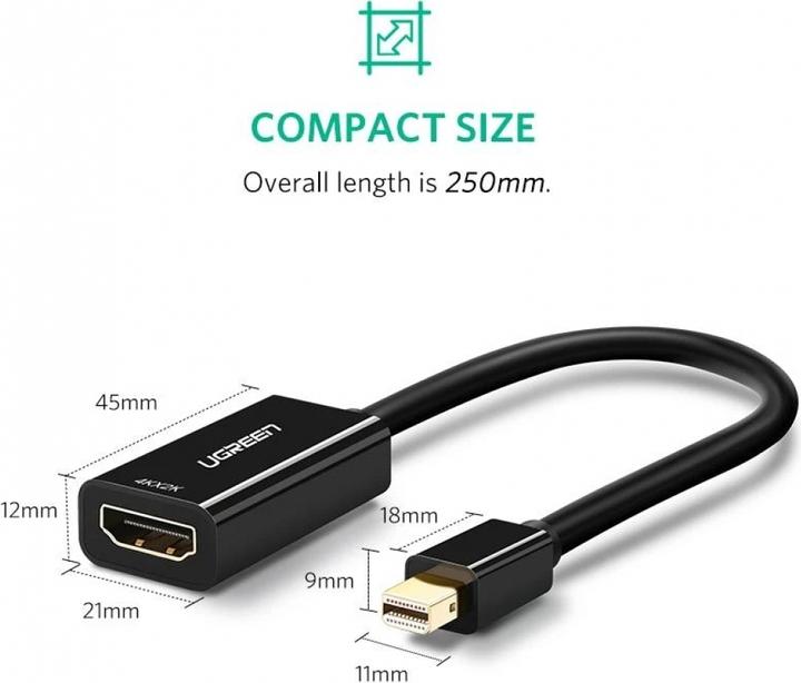 Immagine prodotto Ugreen Adattatore da Mini Display Port a HDMI 4K (Mini DP, HDMI, 25 cm)