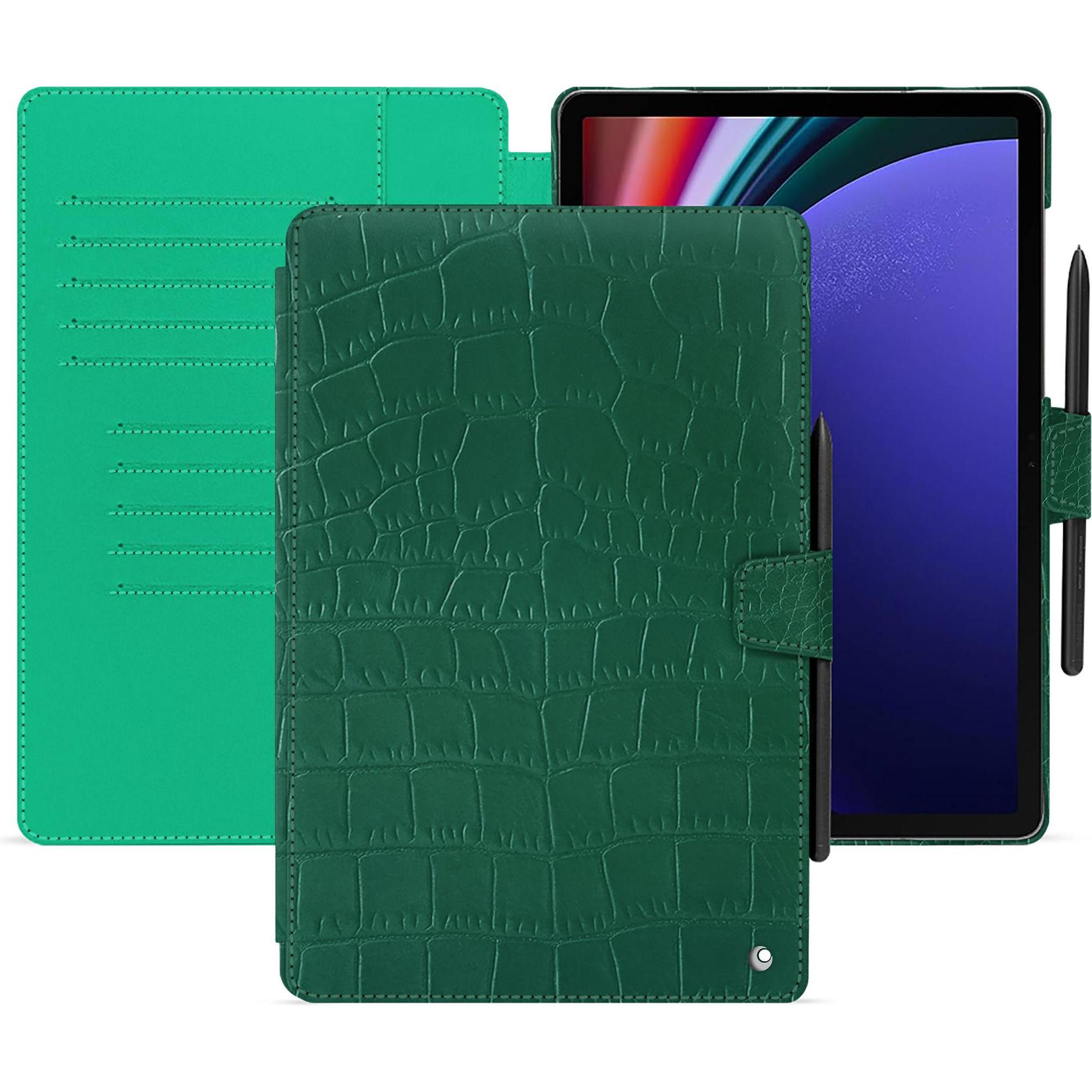 Noreve Lederschutzhülle Samsung Galaxy Tab S9+ (Galaxy Tab S9+), Tablet Hülle, Grün