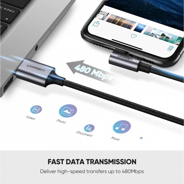 Actual product image Ugreen Lightning 90 degree design MFI (1 m, USB 2.0)
