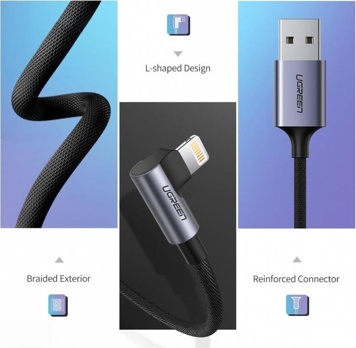 Actual product image Ugreen Lightning 90 degree design MFI (1 m, USB 2.0)