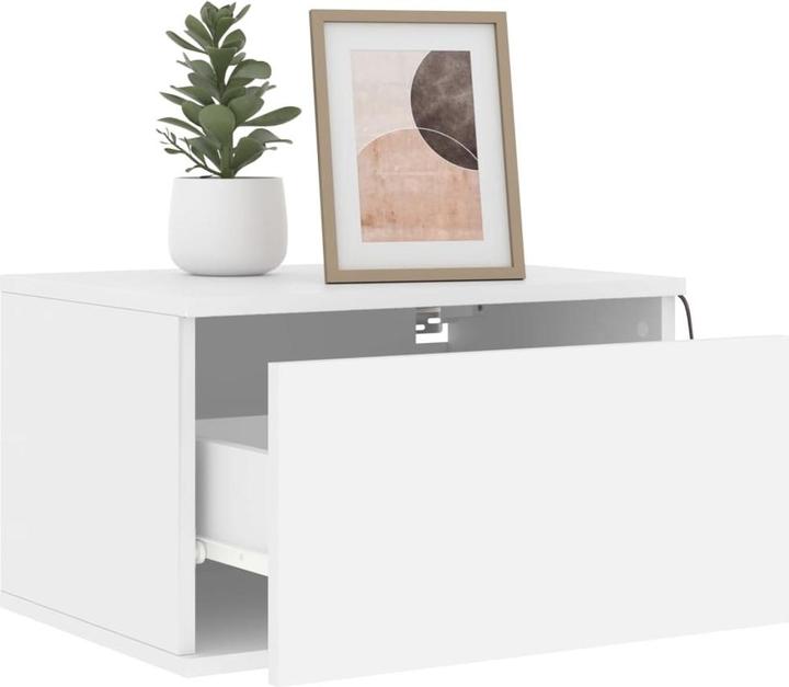 Produktbild VidaXL Wand-Nachttische mit LED-Leuchten 2 Stk. Weiss,Farbe (50 x 36 x 30 cm)