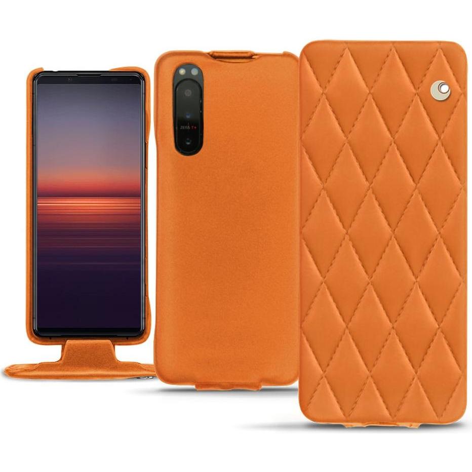 Noreve Lederschutzhülle vertikal (Sony Xperia 5 II), Smartphone Hülle, Orange