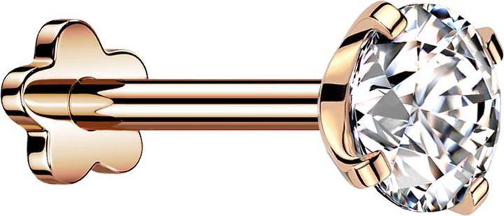 Image du produit Star Piercing Micro Threadless Labret Blume rosegold mit Kristall silber gefasst (sans laiton, Titane)
