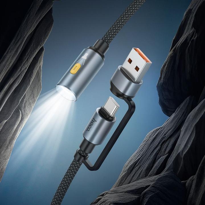 Actual product image Hoco Cable cable USB A / Type C to LED light UA38C black (USB 3.2 Gen 1)