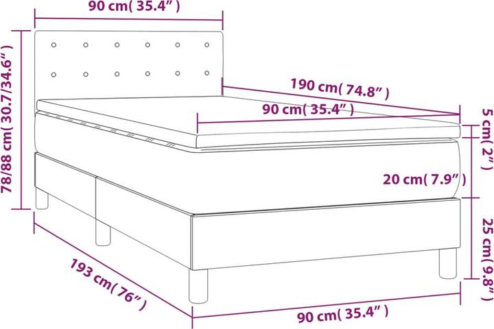 Produktbild vidaXL Boxspringbett (90 x 190 cm)
