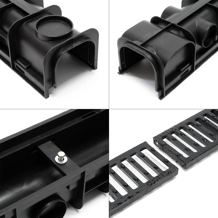 Immagine prodotto Wiltec Caniveau 3x1m Grille recouvrement 12,5t Fonte Drainage Eaux usées Rigole Grille évacuation Garage