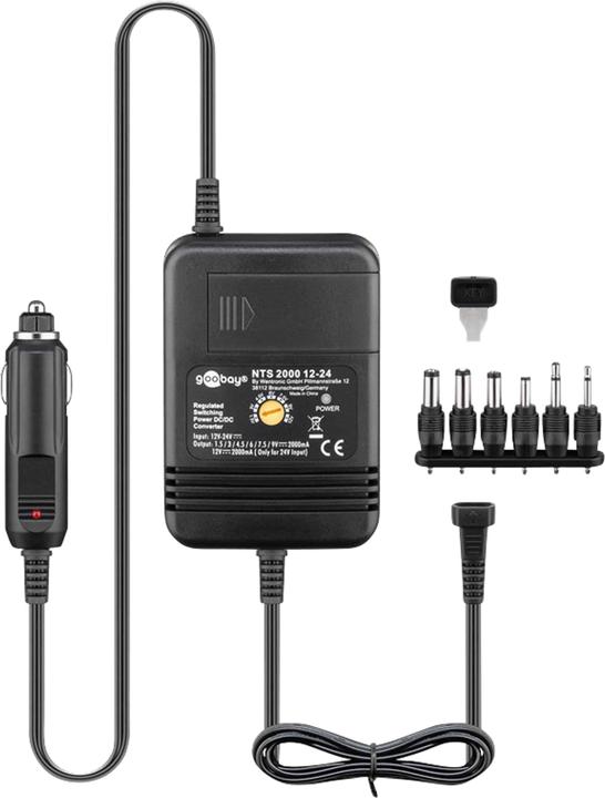 Immagine prodotto Goobay Alimentatore universale per notebook da 12 V - 24 V per auto/camion (24 W)