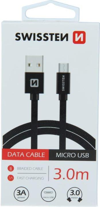 Actual product image Swissten Data cable Textile USB / Micro-USB 3.0 M (3 m, USB 3.0)