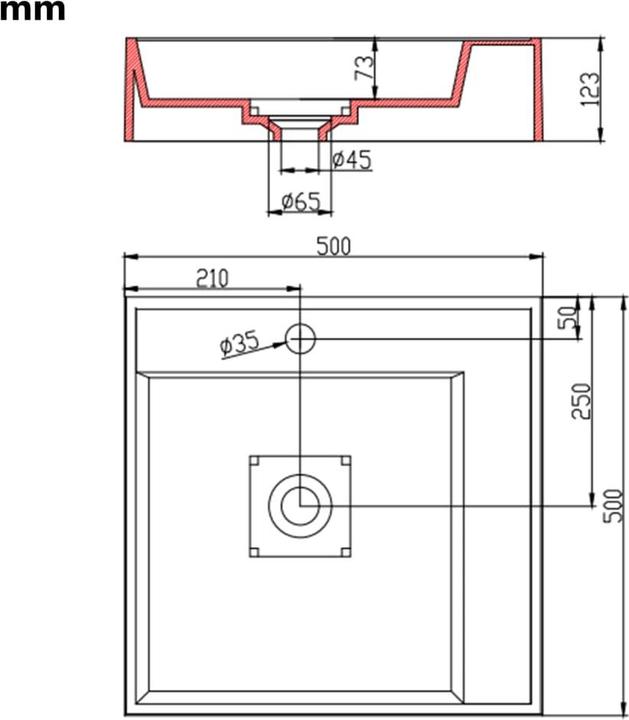 Produktbild vidaXL Becken (500 mm, 500 mm)