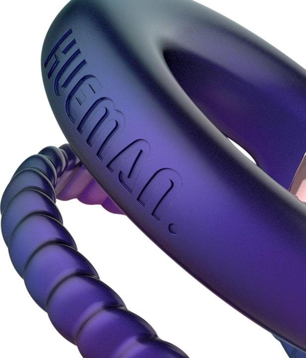 Actual product image Hueman - Jupiter Vibrating Cock and Ball Ring - Purple