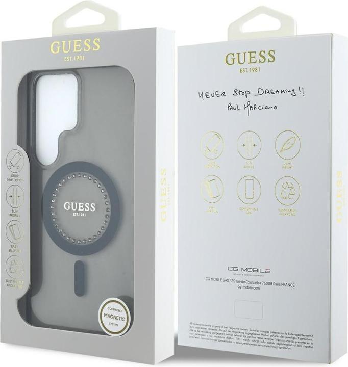 Productafbeelding Guess Etui Rhinestones Printed Classic Logo MagSafe Samsung Galaxy S25 Ultra czarny (Samsung Galaxy S25 Ultra)