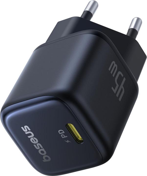 Image du produit Baseus - Wall Charger PicoGo (P10176800123-00) - GaN, Fast Charging, 45W, USB-C - Cosmic Black (45 W, 1 portion)