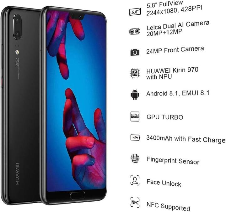 Actual product image Huawei P20 Single SIM Smartphone (128 GB, Black, 5.80", Single SIM)