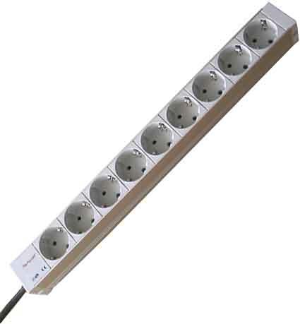 Actual product image Schroff protective contact socket strip - plug-in protective contact 9do 438.5lg (9 x, CEE 7/3, 2 m)