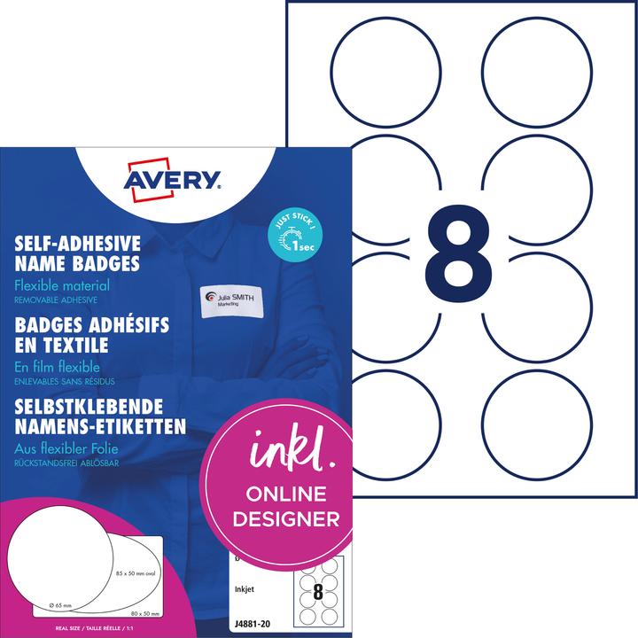 Actual product image Avery Inkjet name labels