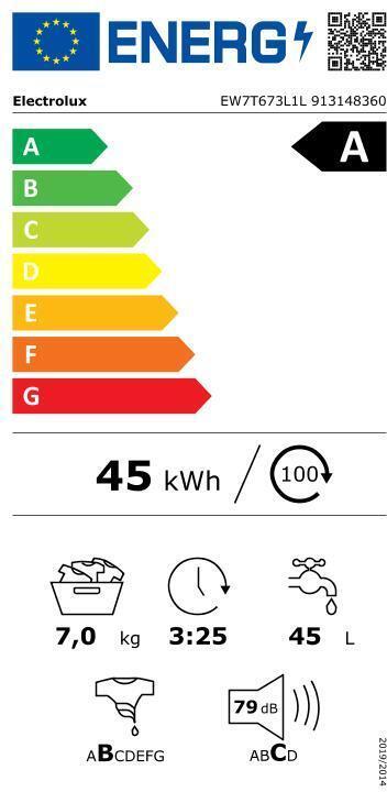 Energie-Label Electrolux EW7T673L1L Washing Machine
