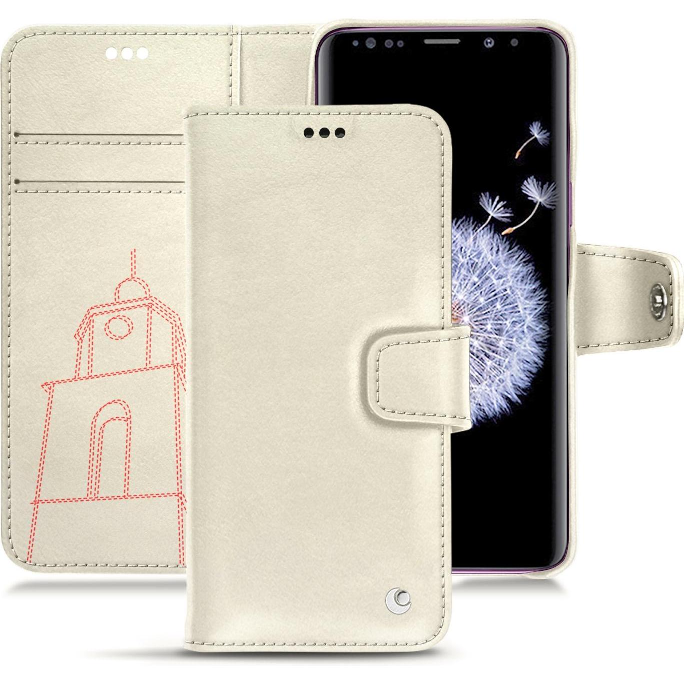 Noreve Lederschutzhülle Wallet (Samsung Galaxy S9+), Smartphone Hülle, Weiss