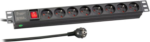 Produktbild EFB Elektronik 19“ 1HE Steckdosenleiste 8 x UTE mit Schalter (8 x, CEE 7/16, 1.80 m)
