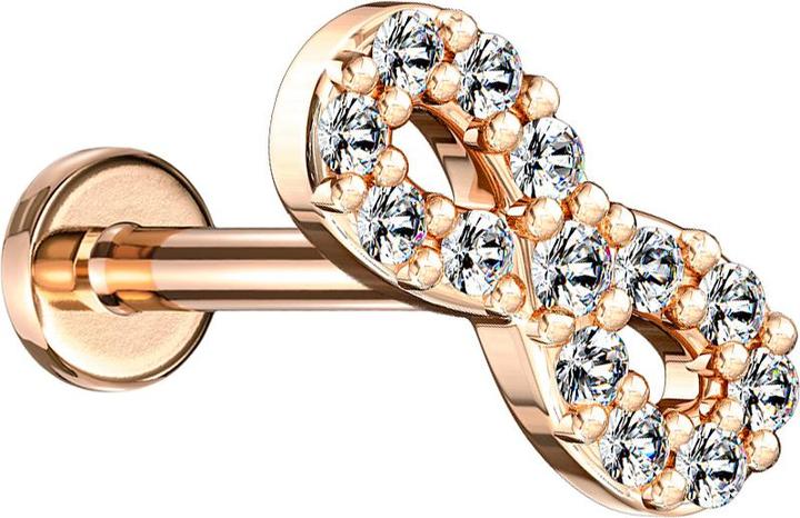 Produktbild Star Piercing Micro Labret Innengewinde rosegold Unendlichkeit mit Kristallen (Messing, Chirurgenstahl 316L)