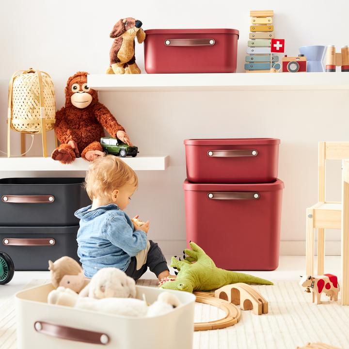 Image du produit Rotho Boîte de rangement Maloja 25 l, Iron rouge (25 l)