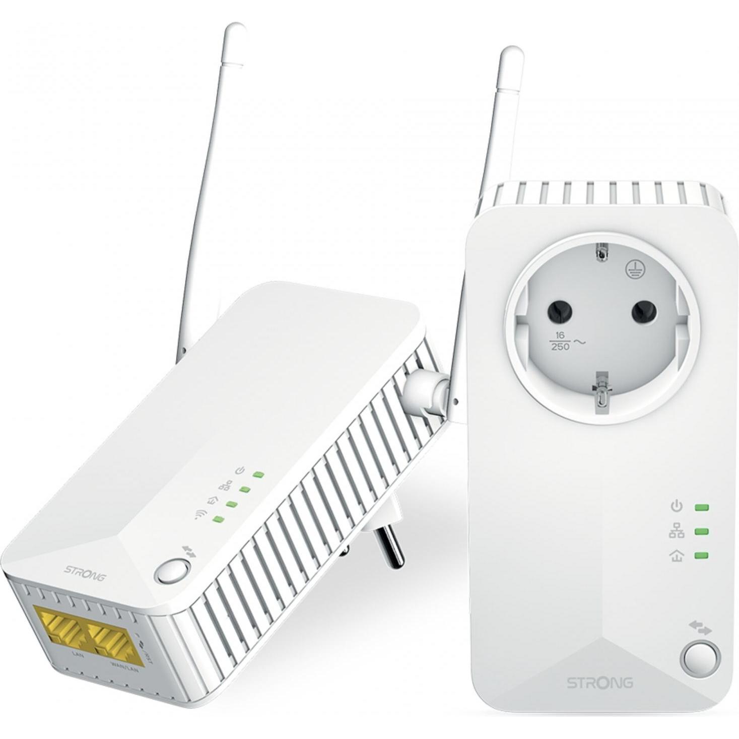 Strong Kit Powerline Wi-Fi 600 EU V2 2-pack (600 Mbit/s), Powerline, Bianco