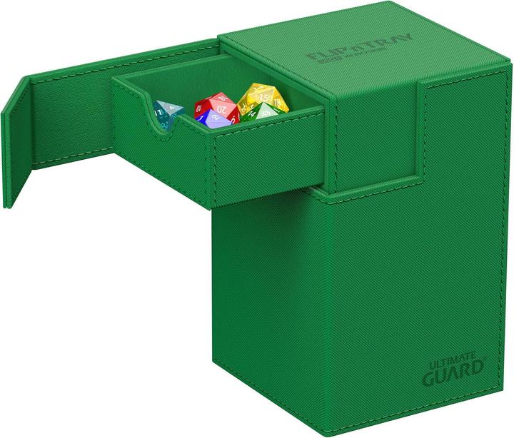 Actual product image Ultimate Guard Card Box Flip'n'Tray XenoSkin Monocolor 100+ Green